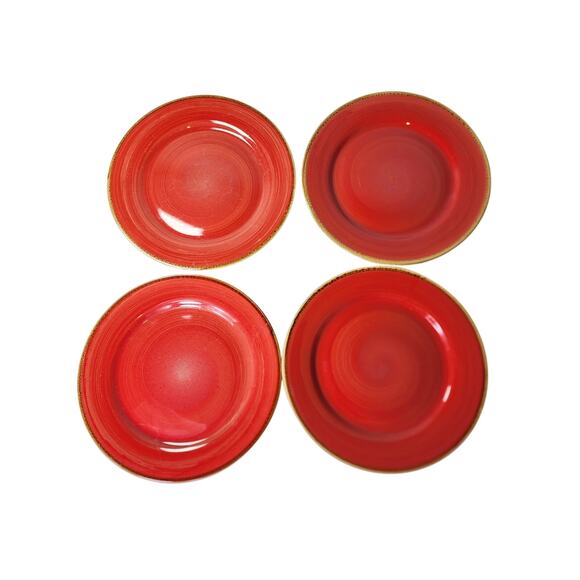 THOMSON POTTERY Red Brown Ceramic 10.5" Dinner Pates Set of 4 - Picture 1 of 7
